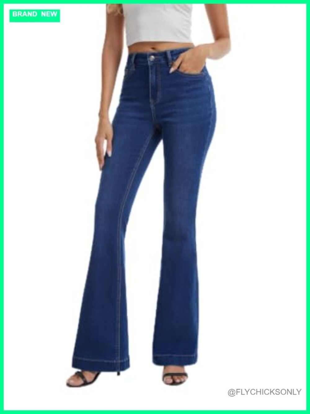 Curvy Stretchy Bootcut Flare Wide Hem Denim Jeans High Rise